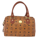 MCM Vicetos Logogram Hand Bag PVC Leather 2way Brown Gold Auth 174594-2