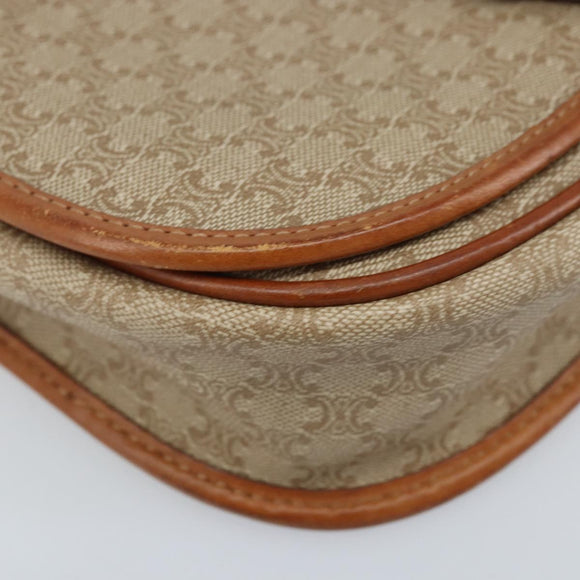 CELINE Macadam Canvas Shoulder Bag PVC Beige Gold Auth 174598