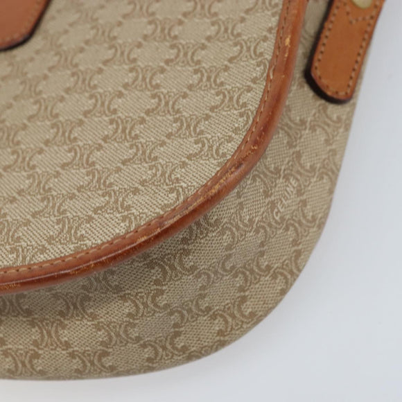 CELINE Macadam Canvas Shoulder Bag PVC Beige Gold Auth 174598