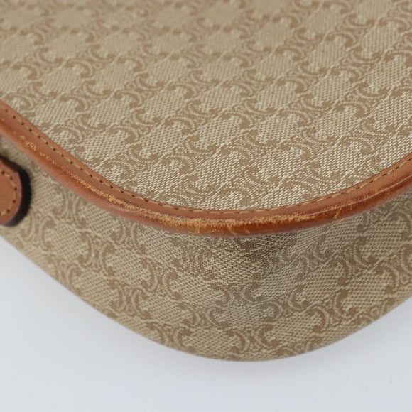 CELINE Macadam Canvas Shoulder Bag PVC Beige Gold Auth 174598
