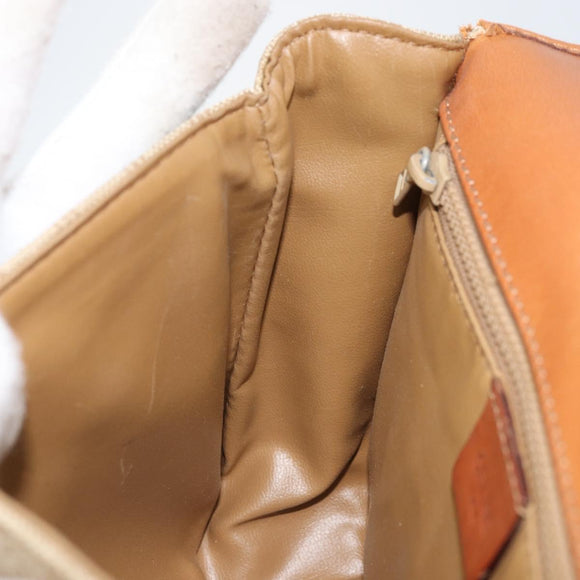 CELINE Macadam Canvas Shoulder Bag PVC Beige Gold Auth 174598