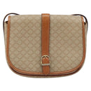 CELINE Macadam Canvas Shoulder Bag PVC Beige Gold Auth 174598-13
