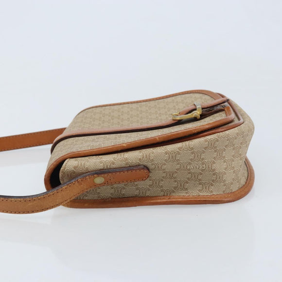 CELINE Macadam Canvas Shoulder Bag PVC Beige Gold Auth 174598