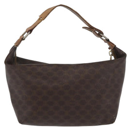 CELINE Macadam Canvas Hand Pouch PVC Leather Brown Gold Auth 174601 - 0
