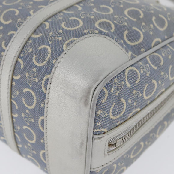CELINE C Macadam Canvas Hand Bag Light Blue Silver Auth 174602A