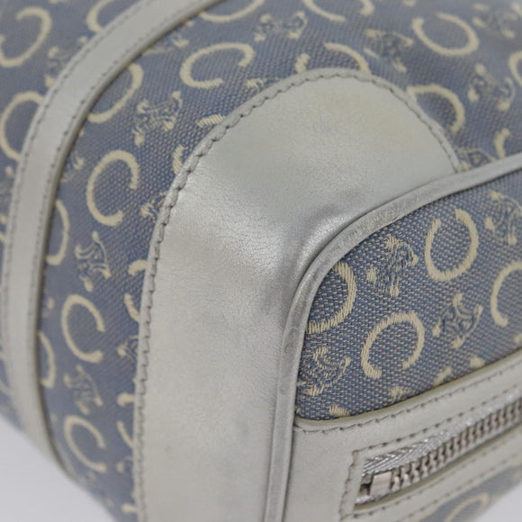 CELINE C Macadam Canvas Hand Bag Light Blue Silver Auth 174602A