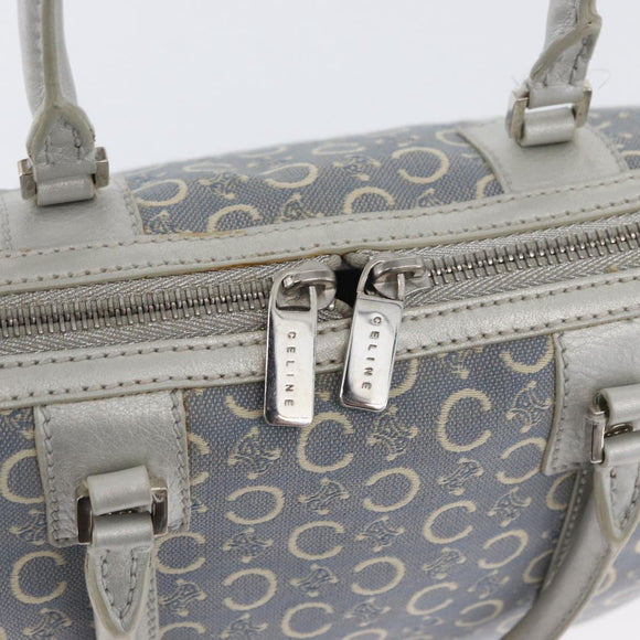 CELINE C Macadam Canvas Hand Bag Light Blue Silver Auth 174602A