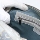 CELINE C Macadam Canvas Hand Bag Light Blue Silver Auth 174602A-19
