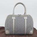CELINE C Macadam Canvas Hand Bag Light Blue Silver Auth 174602A-23
