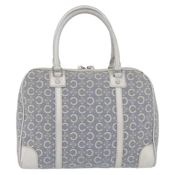 CELINE C Macadam Canvas Hand Bag Light Blue Silver Auth 174602A