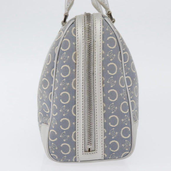 CELINE C Macadam Canvas Hand Bag Light Blue Silver Auth 174602A