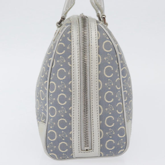CELINE C Macadam Canvas Hand Bag Light Blue Silver Auth 174602A