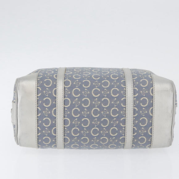 CELINE C Macadam Canvas Hand Bag Light Blue Silver Auth 174602A