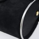 Salvatore Ferragamo Schoudertas Suède Zwart Zilver Goud Auth 174603-9