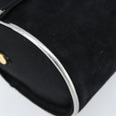 Salvatore Ferragamo Schoudertas Suède Zwart Zilver Goud Auth 174603-14