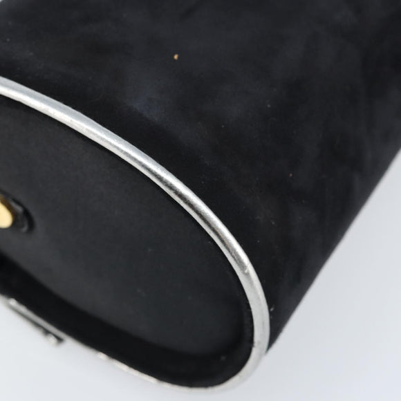 Salvatore Ferragamo Schoudertas Suède Zwart Zilver Goud Auth 174603