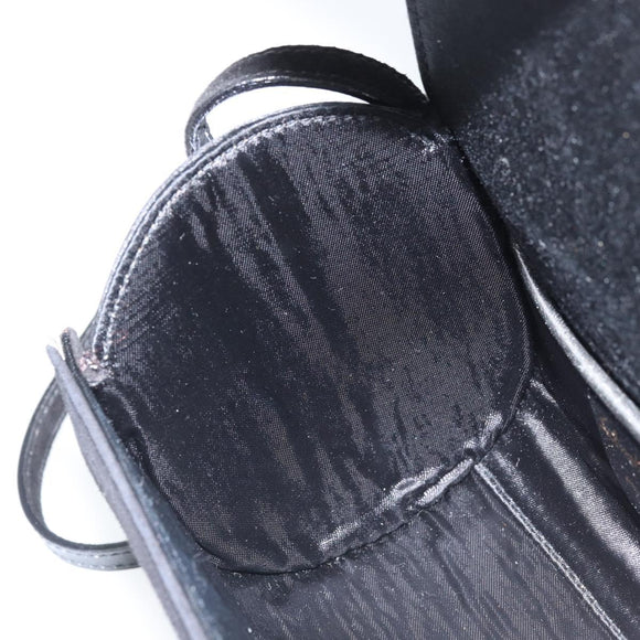 Salvatore Ferragamo Schoudertas Suède Zwart Zilver Goud Auth 174603