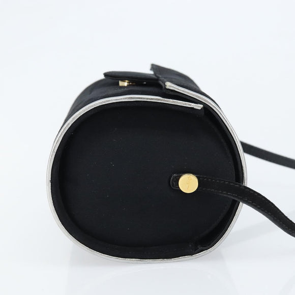 Salvatore Ferragamo Schoudertas Suède Zwart Zilver Goud Auth 174603