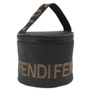 FENDI Hand Bag Nylon Black Gold Auth 174605-1