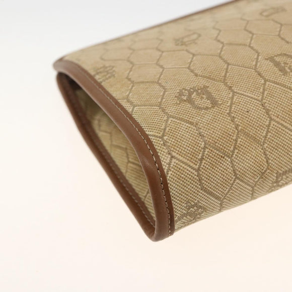 Christian Dior Clutchtasche aus Canvas mit Wabenmuster Beige Gold Authentisch 174606
