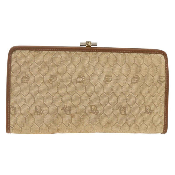 Christian Dior Clutchtasche aus Canvas mit Wabenmuster Beige Gold Authentisch 174606