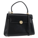 FENDI Hand Bag Leather 2way Black Gold Auth 174607-1