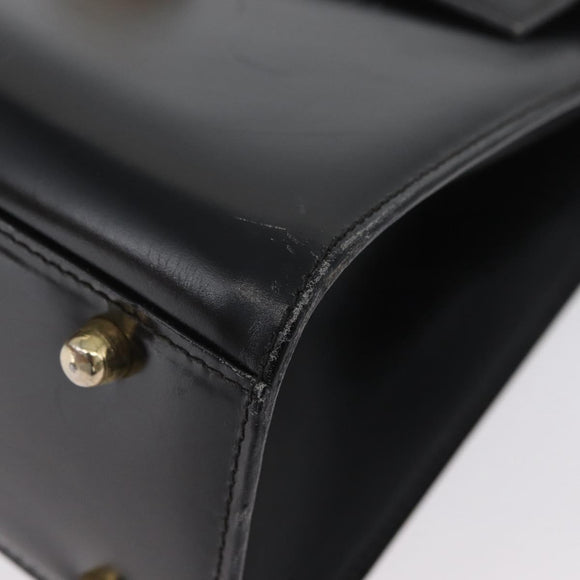 FENDI Hand Bag Leather 2way Black Gold Auth 174607