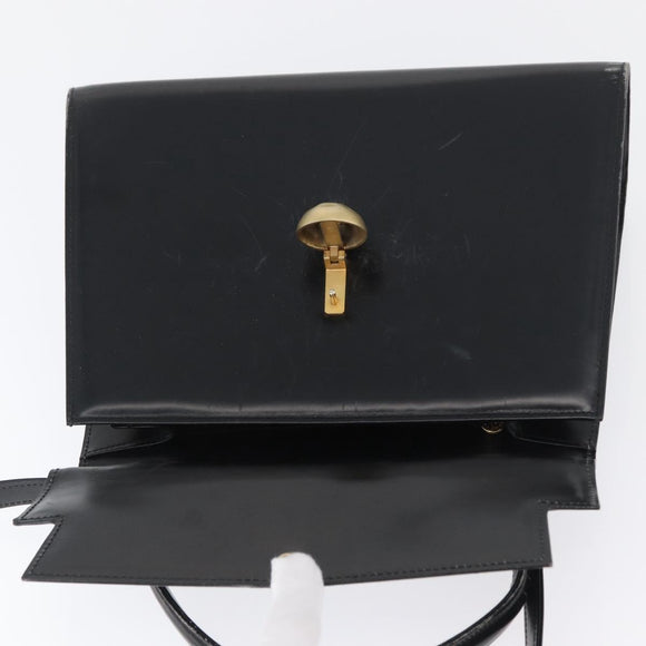 FENDI Hand Bag Leather 2way Black Gold Auth 174607