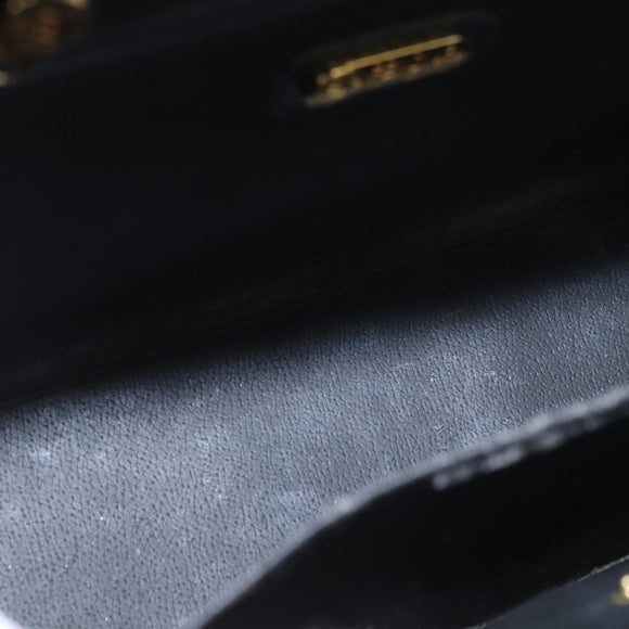 FENDI Hand Bag Leather 2way Black Gold Auth 174607
