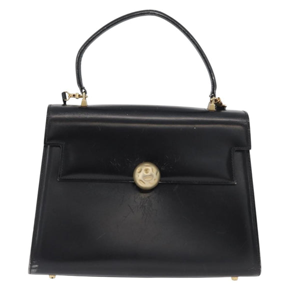 FENDI Hand Bag Leather 2way Black Gold Auth 174607