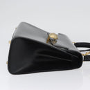 FENDI Hand Bag Leather 2way Black Gold Auth 174607-4