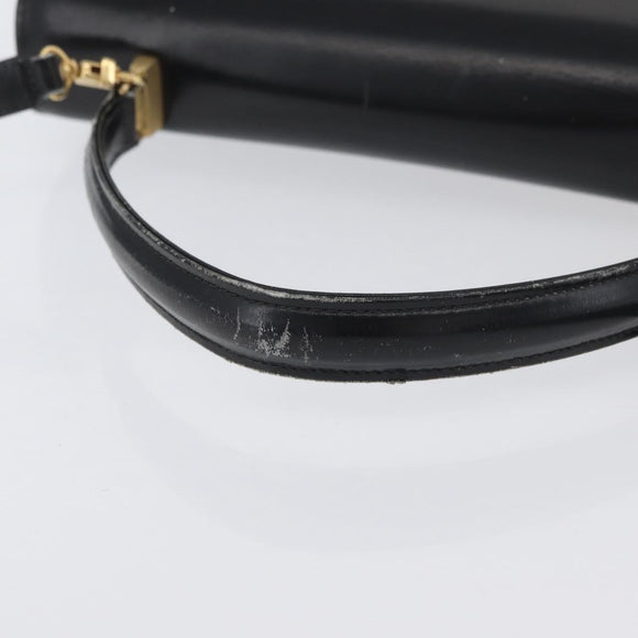 FENDI Hand Bag Leather 2way Black Gold Auth 174607