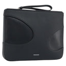 Salvatore Ferragamo Clutch Bag Leather Black Silver Auth 174608-1