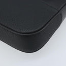 Salvatore Ferragamo Clutch Bag Leather Black Silver Auth 174608-10