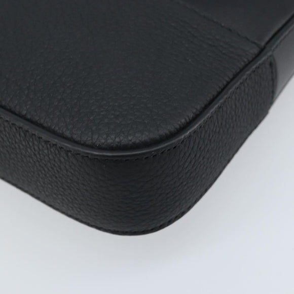 Salvatore Ferragamo Clutch Bag Leather Black Silver Auth 174608