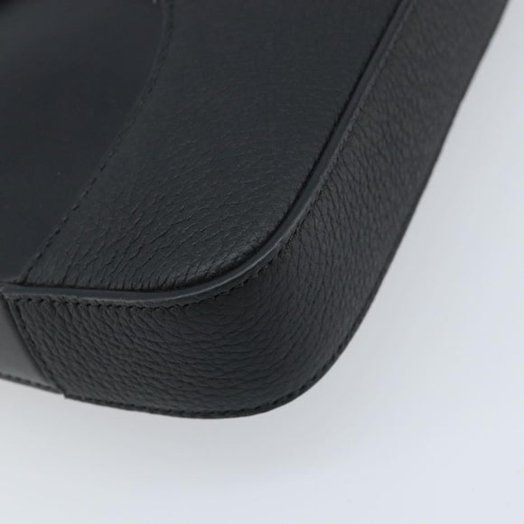 Salvatore Ferragamo Clutch Bag Leather Black Silver Auth 174608