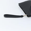 Salvatore Ferragamo Clutch Bag Leather Black Silver Auth 174608-13