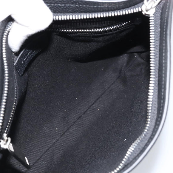 Salvatore Ferragamo Clutch Bag Leather Black Silver Auth 174608