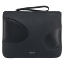 Salvatore Ferragamo Clutch Bag Leather Black Silver Auth 174608-2