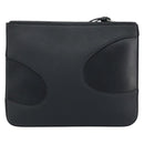 Salvatore Ferragamo Clutch Bag Leather Black Silver Auth 174608-3