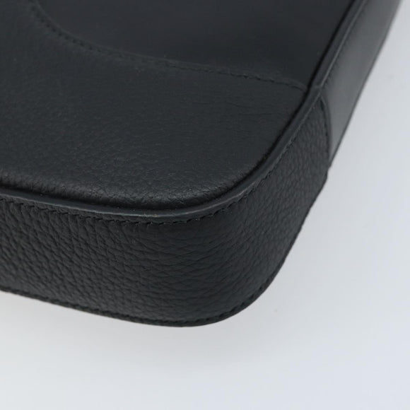 Salvatore Ferragamo Clutch Bag Leather Black Silver Auth 174608