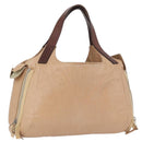 CELINE Handtasche Leder Beige Gold Auth 174610-1