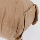 CELINE Handtasche Leder Beige Gold Auth 174610-13