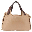CELINE Handtasche Leder Beige Gold Auth 174610-3