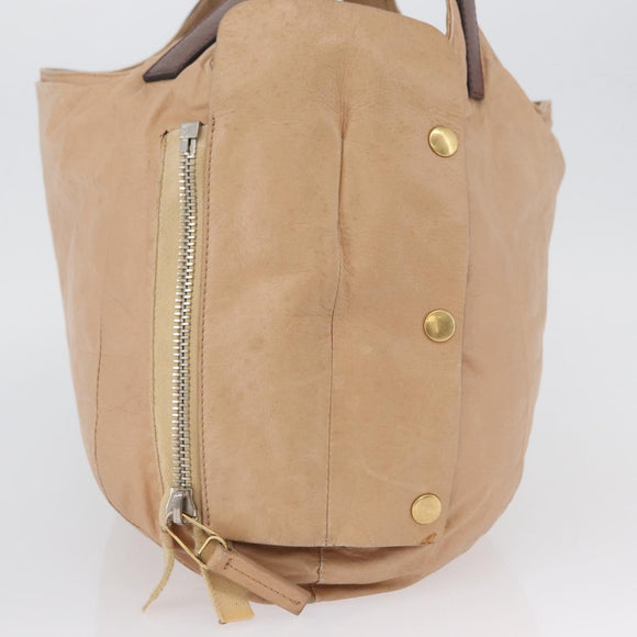 CELINE Handtas Leer Beige Goud Auth 174610