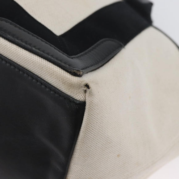 BALENCIAGA Cabas Tote Bag Canvas Leather Beige Black Silver 339933 Auth 174612