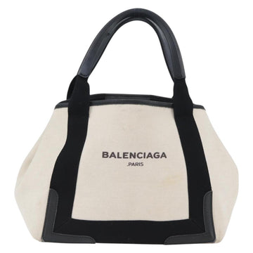 BALENCIAGA Cabas Tote Bag Canvas Leather Beige Black Silver 339933 Auth 174612 - 0