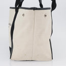 BALENCIAGA Cabas Tote Bag Canvas Leather Beige Black Silver 339933 Auth 174612-4