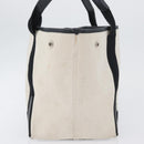BALENCIAGA Cabas Tote Bag Canvas Leather Beige Black Silver 339933 Auth 174612-5