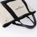 BALENCIAGA Cabas Tote Bag Canvas Leather Beige Black Silver 339933 Auth 174612-6